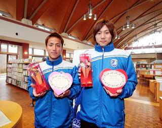 松原選手・夛田選手来館の様子